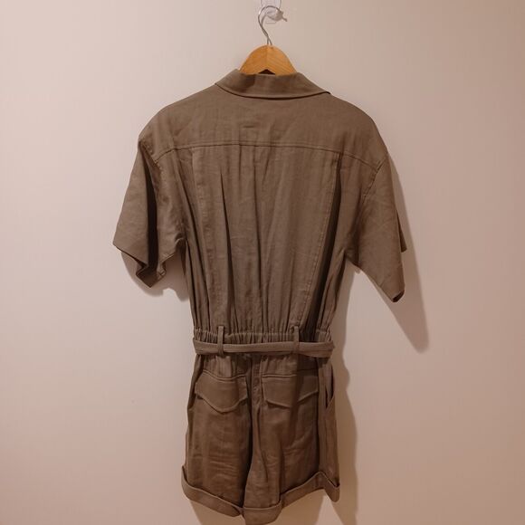 Frame Denim Khaki Button-Up Romper - Picture 8 of 12